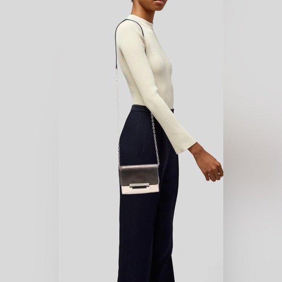 Diane Von Furstenberg Gray Leather Chain Shoulder Crossbody Handbag - Picture 1 of 16